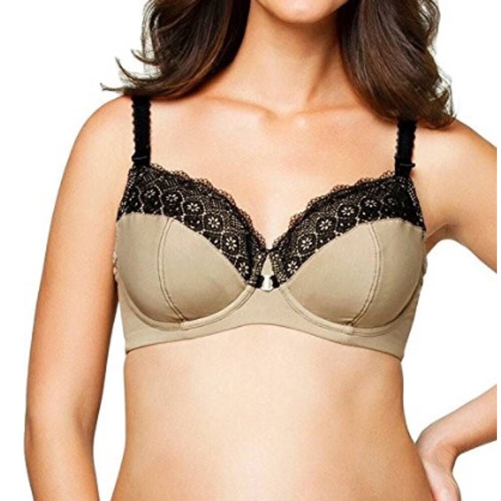 Nursing Bra Flex Wire Beige With Black Lace 38E Cake Maternity